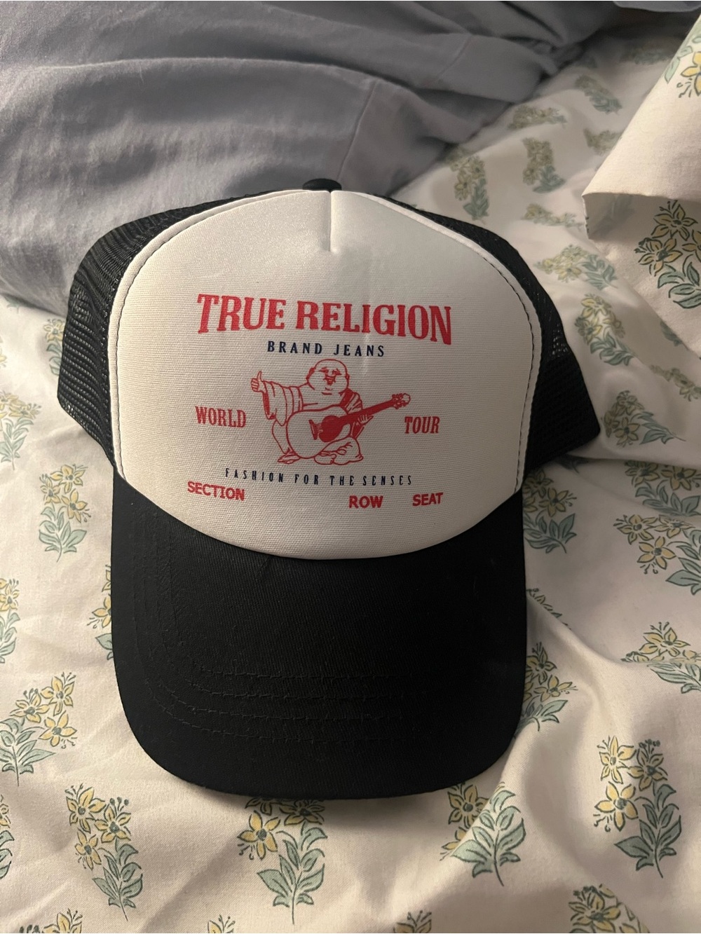 True Religion Trucker Hat - White Front with Black Mesh NWT